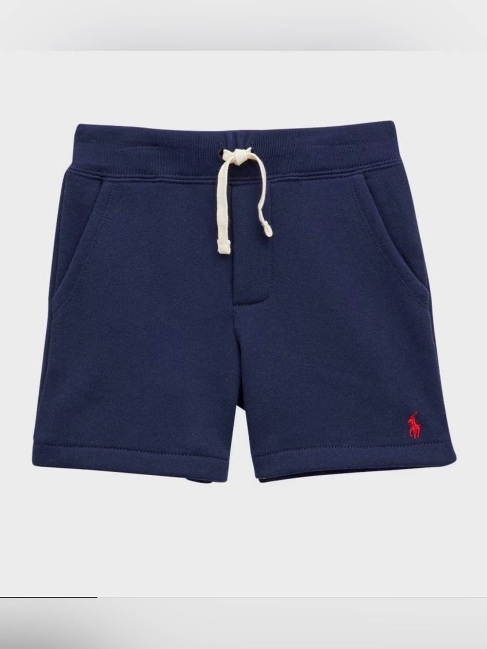 Polo by Ralph Lauren boy Navy fleece Drawstring Kids Shorts with Red Logo L14/16